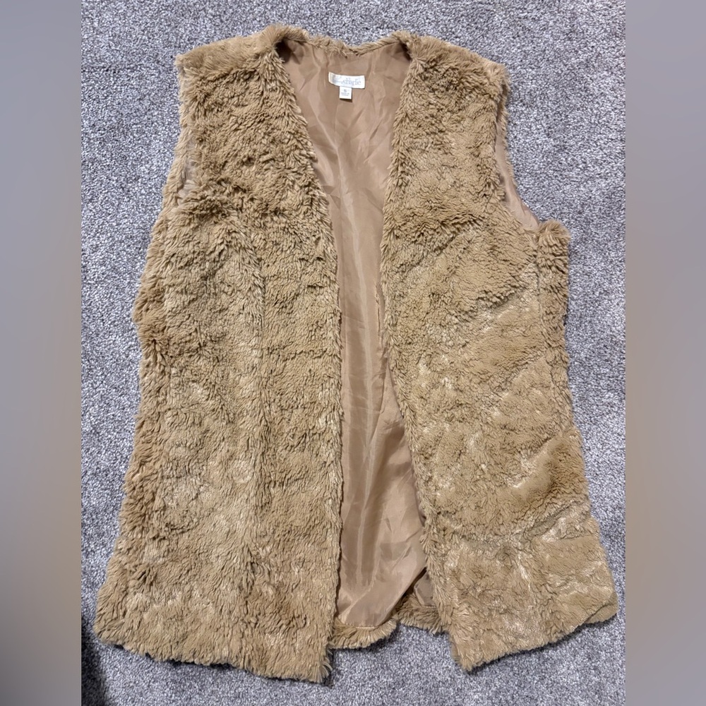 Charming Charlie Tan Faux Fur Vest